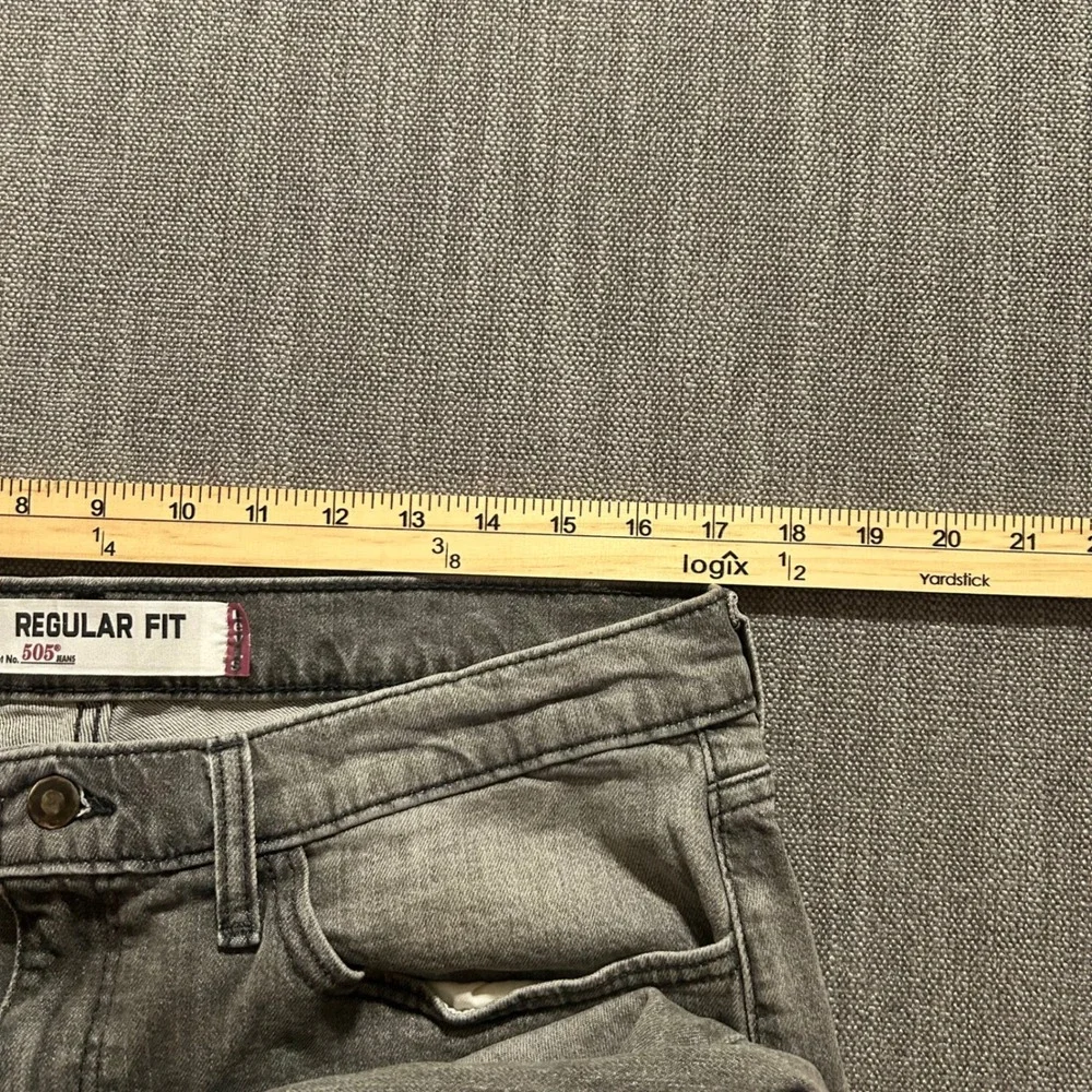 Levi's 505 Regular Fit Jeans Mens 34x30 Grey Straight Leg Stretch Denim Pants